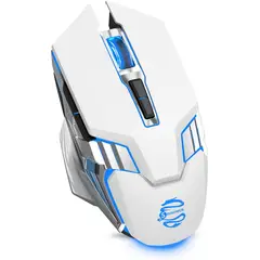 GENERICO - Mouse Gamer Inalámbrico Blanco 3 en 1 - RGB, Silencioso y Recargable