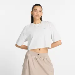 NEW BALANCE - Camisa Deportiva Oversized Jersey Blanco Mujer