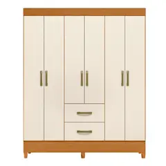 AKIVOY - Closet Armario Mobi 6 Puertas Color Cafe - Beige