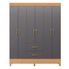AKIVOY - Closet Armario Mobi 6 Puertas Color Cafe - Gris