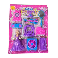 GENERICO - Muñeca Princesa Vestido Juguete Niñas + Accesorios Casa