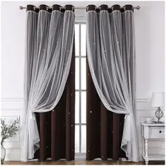 ONE PIXEL - Cortina Blackout Anti Luz, 2 Paños 132x244 - Marron