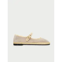 FLABELUS - Baleta mary jane linen imelda Beige BAIMELDABEIG