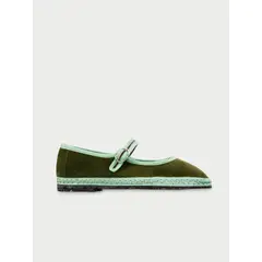 FLABELUS - Baleta mary jane velvet vera Verde MARYJANEVELVERA