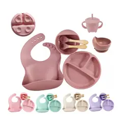 GENERICO - Set Vajilla Para Bebé 7 Piezas Silicona Libre Bpa Elegante