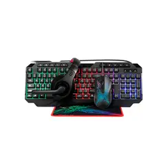 COMPUMAX - COMBO GAMER 4 EN 1 TECLADO + MOUSE RGB + DIADEMA + PAD MOUSE