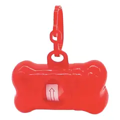 GENERICO - Porta Bolsa Huesito Para Mascotas + Bolsa - ROJO