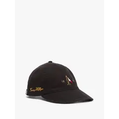 TOMMY HILFIGER - Gorra negra de béisbol con logo bordado