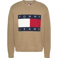 TOMMY HILFIGER - Saco marrón de mélange con logo de Tommy Tommy Jeans