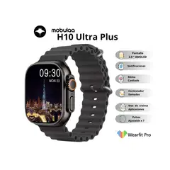 MOBULA - Reloj Inteligente H10 Ultra Plus Pantalla AMOLED - Negro