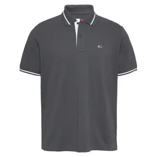 TOMMY HILFIGER - Polo negro de corte regular con logo Tommy Jeans