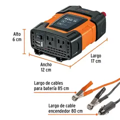 TRUPER - Inversor de corriente 400W con puertos USB