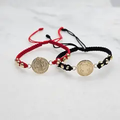 DIBESENSI JOYERIA - PULSERA BALIN LISO 5MM Y SAN BENITO 11MM EN ORO LAMINADO 18K