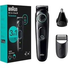 BRAUN - Maquina Afeitadora Recortador All In One 3 Barba Orejas Y Nariz