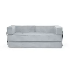 VENECIA - Sofa Cama 3 En 1 Nablus 196x73x68 Brazos Moviles Plata