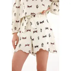 TOPMARK - Short estampado con cintutón crudo para mujer