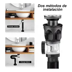 MILOPTS - Kit Desagüe Lavamanos Antiolor Push Flexible Universal para Baño