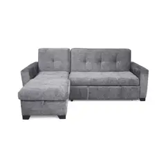 VENECIA - Sofá Cama en L Atlas 220×160 cm Con Baúl Derecho Gris