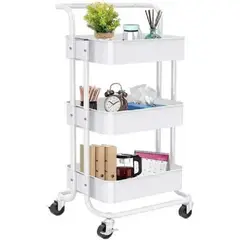 GENERICO - Estante Organizador Almacenamiento Carrito Ruedas Cocina blanco