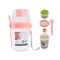 MILOPTS - Taza De Ensalada Portátil para Fruta Yogurt y Cereal con Cubierto ROSA