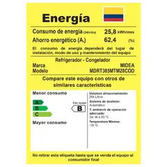 MIDEA - Nevera No Frost Inverter 266 Lts. Netos Jet Black MDRT385MTM28COD