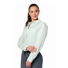 LEC LEE - Blusa con Cuello Camisero para Mujer VerdeL