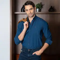 LEC LEE - Camisa para hombre - Azul Oscuro
