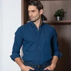 LEC LEE - Camisa para hombre - Azul Oscuro MNegro