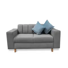 GENERICO - Sofa Noah 2 Puestos Gris + Cojines