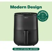 BELLA - Freidora de Aire 3 Qt 5 en 1 1400W Modelo Multicooker