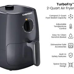 CHEFMAN - Freidora de aire TurboFry 2L temporizador 60 min