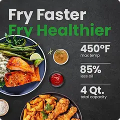 CHEFMAN - Freidora de Aire 4QT Tecnología Hi-Fry Pantalla Táctil