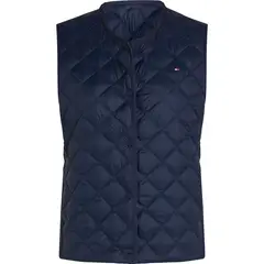 TOMMY HILFIGER - Chaleco azul acolchado con relleno de plumón