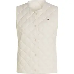 TOMMY HILFIGER - Chaleco blanco acolchado con relleno de plumón