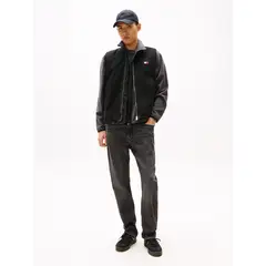 TOMMY HILFIGER - Chaleco negro de lona con cremallera Tommy Jeans