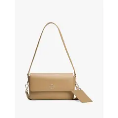 TOMMY HILFIGER - Bolso beige mensajero TH Monogram transformable