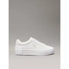 CALVIN KLEIN - Tenis blanco de plataforma de cuero