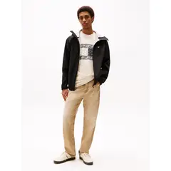 TOMMY HILFIGER - Cortavientos negro de corte amplio con cremallera Tommy Jeans