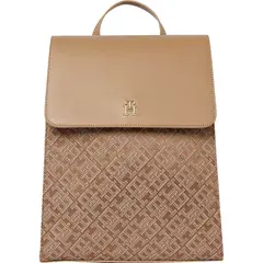TOMMY HILFIGER - Morral beige Im latam jacquard de solapa