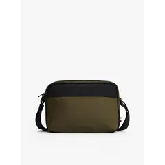 TOMMY HILFIGER - Bolso verde cruzado con logo metálico