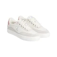 CALVIN KLEIN - Tenis blanco clásicos de cuero con cordones y suela cupsole