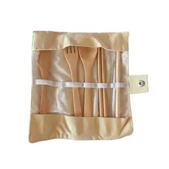 GENERICO - Estuche Set 6 Cubiertos Ecológicos Reutilizables De Bambú