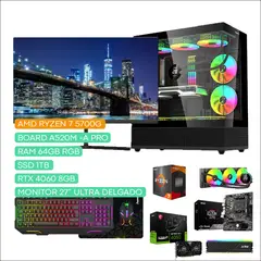 JANUS - COMPUTADOR TORRE GAMER AMD RYZEN 7 5700G 3,8GHZ RTX 4060 8 GB 64 RGB/1 TB SSD 27