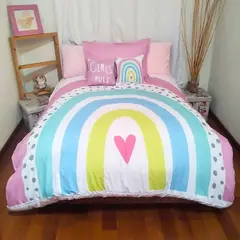 WONDER HOME - Cubrelecho Infantil niñas Arcoíris con Cojines Decorativos sencillo