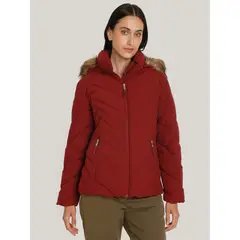 TOMMY HILFIGER - Chaqueta roja acolchada con capota