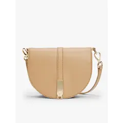 TOMMY HILFIGER - Bolso beige saddle Heritage con correa cruzada