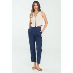 RAGGED - Pantalon lisa Azul oscuro