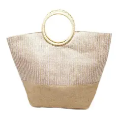 GENERICO - Cartera Tropical de Yute Estilo Veraniego y Natural