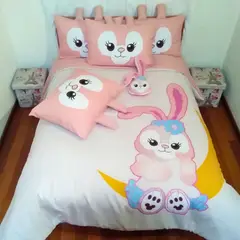 WONDER HOME - Cubrelecho Infantil niñas Conejita rosa sencillo