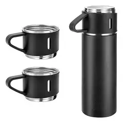 GENERICO - Set Termo Temperatura Acero Inoxidable 500 Ml + 3 Pocillos